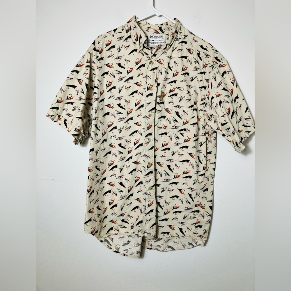 Columbia Short Sleeve Button Up Shirt Men’s XL Nautical Print Outdoor‎ Hiking